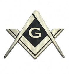 chrome car emblem with masonic emblem